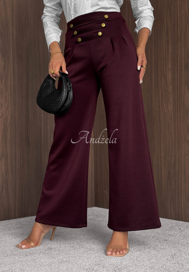 Visk&oacute;zov&eacute; kalhoty wide leg s knofl&iacute;ky Gentle Pause v&iacute;nov&eacute;