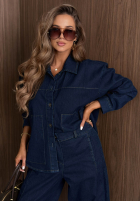 džínová Bunda Urban Denim ciemnoniebieska