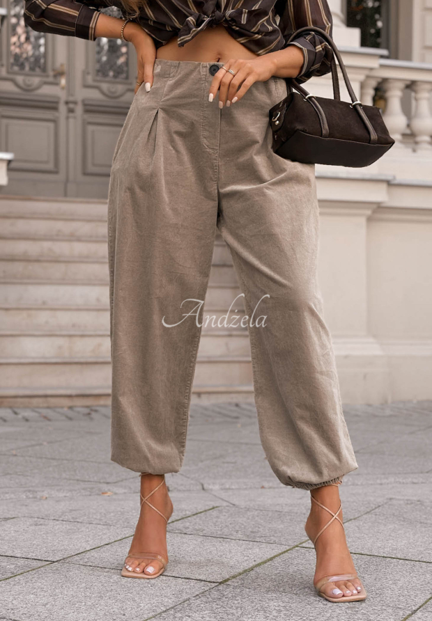 Velurov&eacute; bavlněn&eacute; kalhoty jogger September Edit b&eacute;žov&eacute;