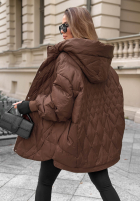 Prošívaná Bunda puchowa s kapucí Amber Frost čokoládová
