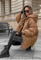 Prošívaná Bunda puchowa s kapucí Amber Frost čokoládová