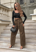 Kalhoty džínové  mom fit Honey Light khaki