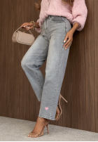 Kalhoty džínové  mom fit TTimeless Style jasnoszare