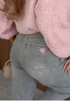 Kalhoty džínové  mom fit TTimeless Style jasnoszare