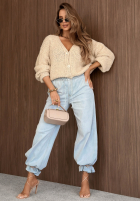 Krótki kardigan oversize z zapięciem Velvet Morning čokoládový