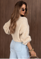 Krótki kardigan oversize z zapięciem Velvet Morning čokoládový