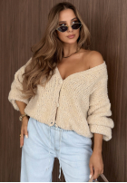 Krótki kardigan oversize z zapięciem Velvet Morning čokoládový