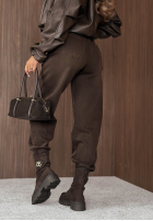 Kalhoty džínové  mom fit z paskiem Just A Thought jasnoczekoladowe