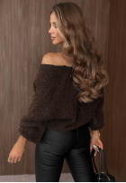Krótki kardigan oversize z zapięciem Velvet Morning čokoládový