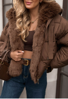 Krátká Prošívaná Bunda z futerkiem Frosty Darling čokoládová