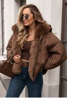 Krátká Prošívaná Bunda z futerkiem Frosty Darling čokoládová