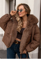 Krátká Prošívaná Bunda z futerkiem Frosty Darling čokoládová