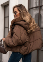 Krátká Prošívaná Bunda z futerkiem Frosty Darling čokoládová