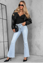 Kalhoty džínové  dzwony z kryształkami Stardust Jeans světle modré