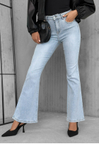 Kalhoty džínové  dzwony z kryształkami Stardust Jeans světle modré