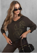 Halenka longsleeve z nadrukiem Golden Rossa vínová