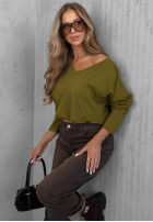 Halenka longsleeve z dekoltem w serek Daily Style vínová