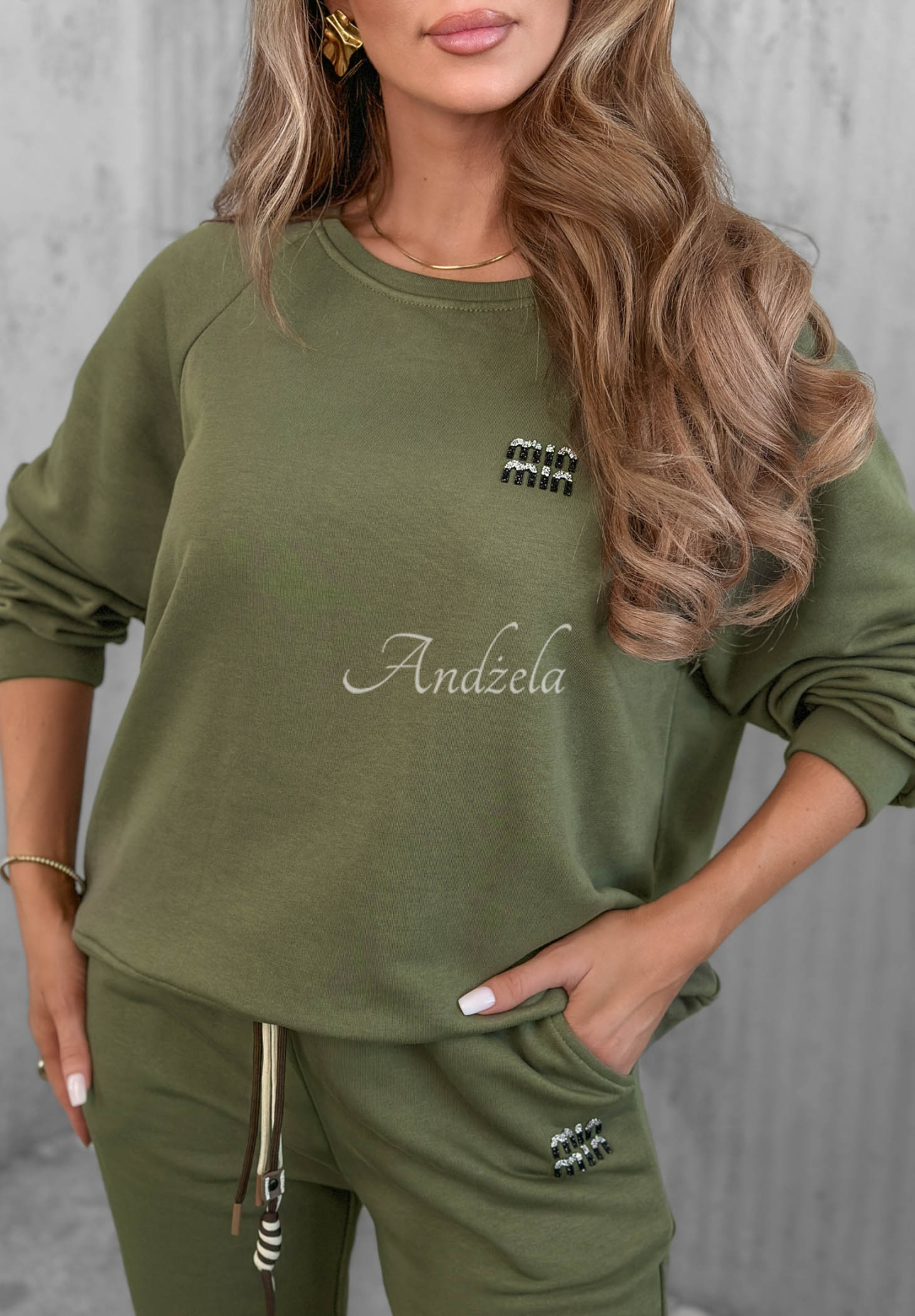 Bavlněná tepláková souprava Misty Melody khaki
