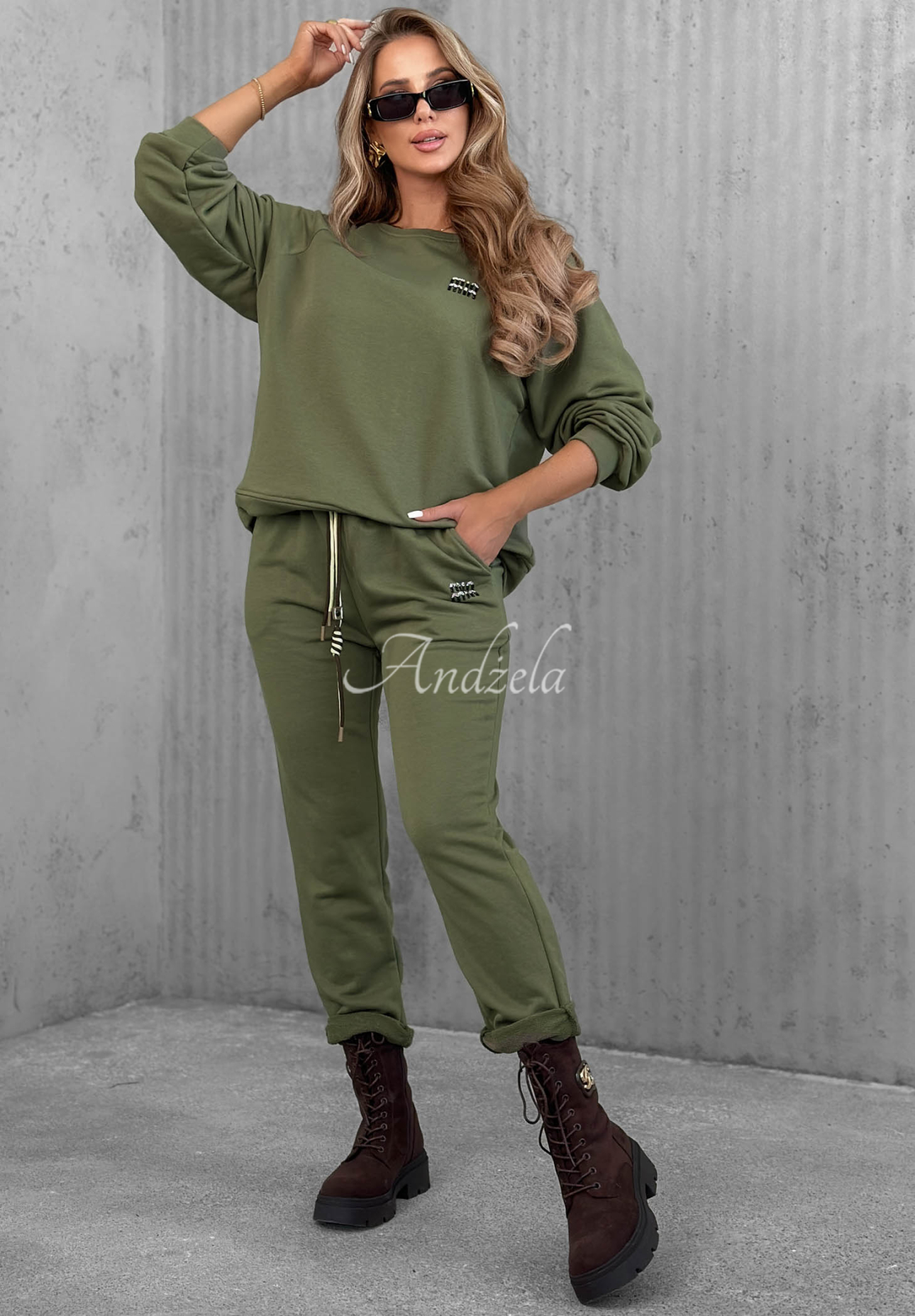Bavlněná tepláková souprava Misty Melody khaki