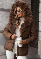 Krátká Prošívaná Bunda z futerkiem Frost Edge čokoládová