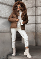 Krátká Prošívaná Bunda z futerkiem Frost Edge čokoládová