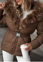 Krátká Prošívaná Bunda z futerkiem Frost Edge čokoládová
