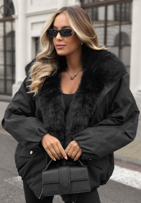 Oversize bunda s kožíškem Snow Angel černá