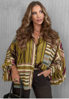 Košile oversize w paski Soft Luxury olivová