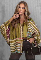 Košile oversize w paski Soft Luxury olivová