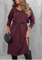 Bawełniana Šaty maxi z dekoltem w serek Daily Style vínová