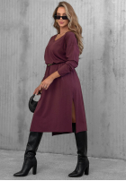 Bawełniana Šaty maxi z dekoltem w serek Daily Style vínová