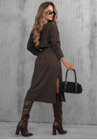 Bawełniana Šaty maxi z dekoltem w serek Daily Style vínová