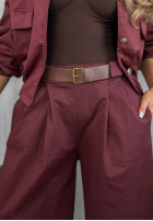 Souprava Bunda bomberka i Kalhoty wide leg Iconic Style vínový