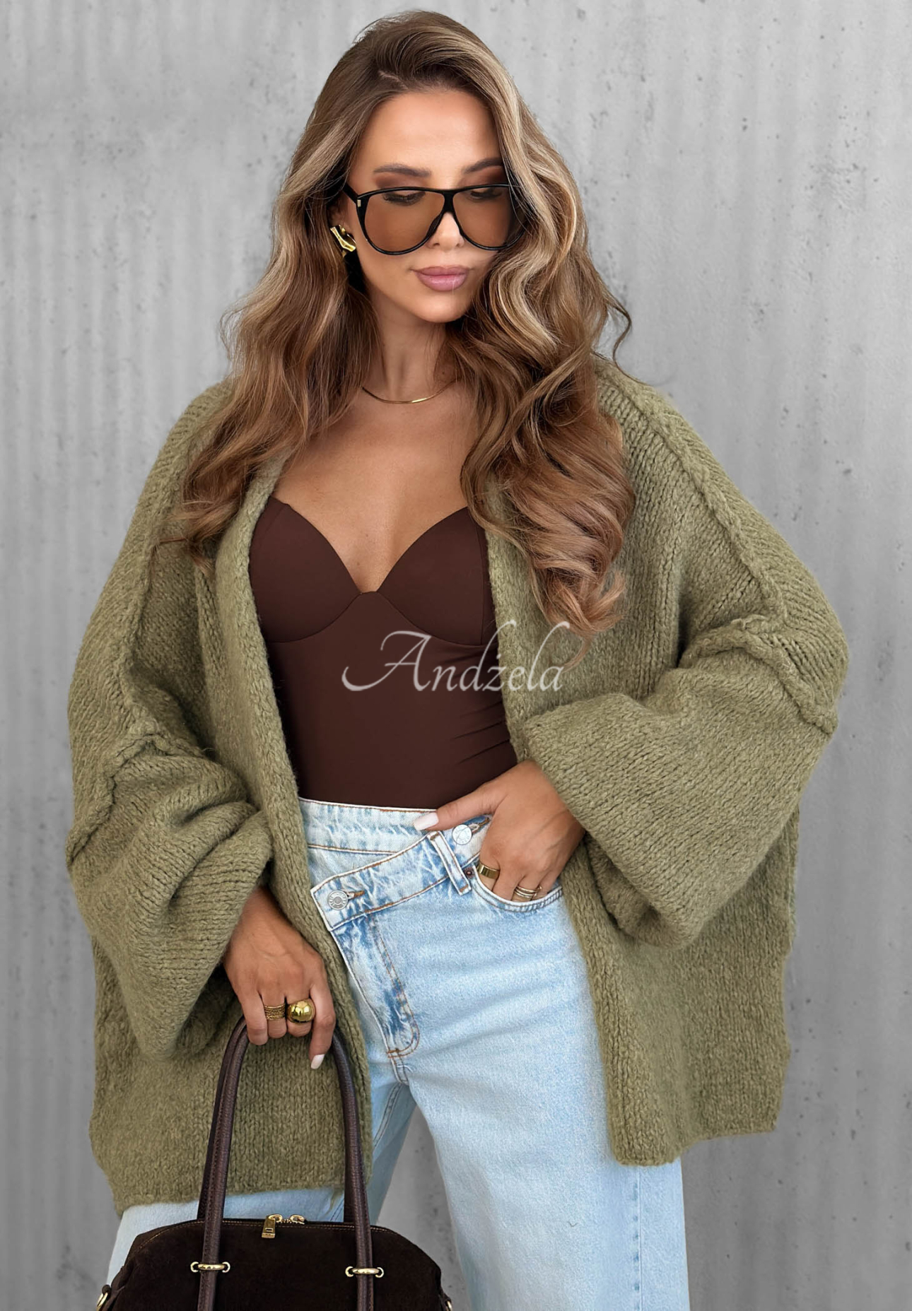 Oversize kardigan Be Gentle And Kind khaki