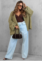 Svetr kardigan oversize bez zapięcia Candle Nights khaki