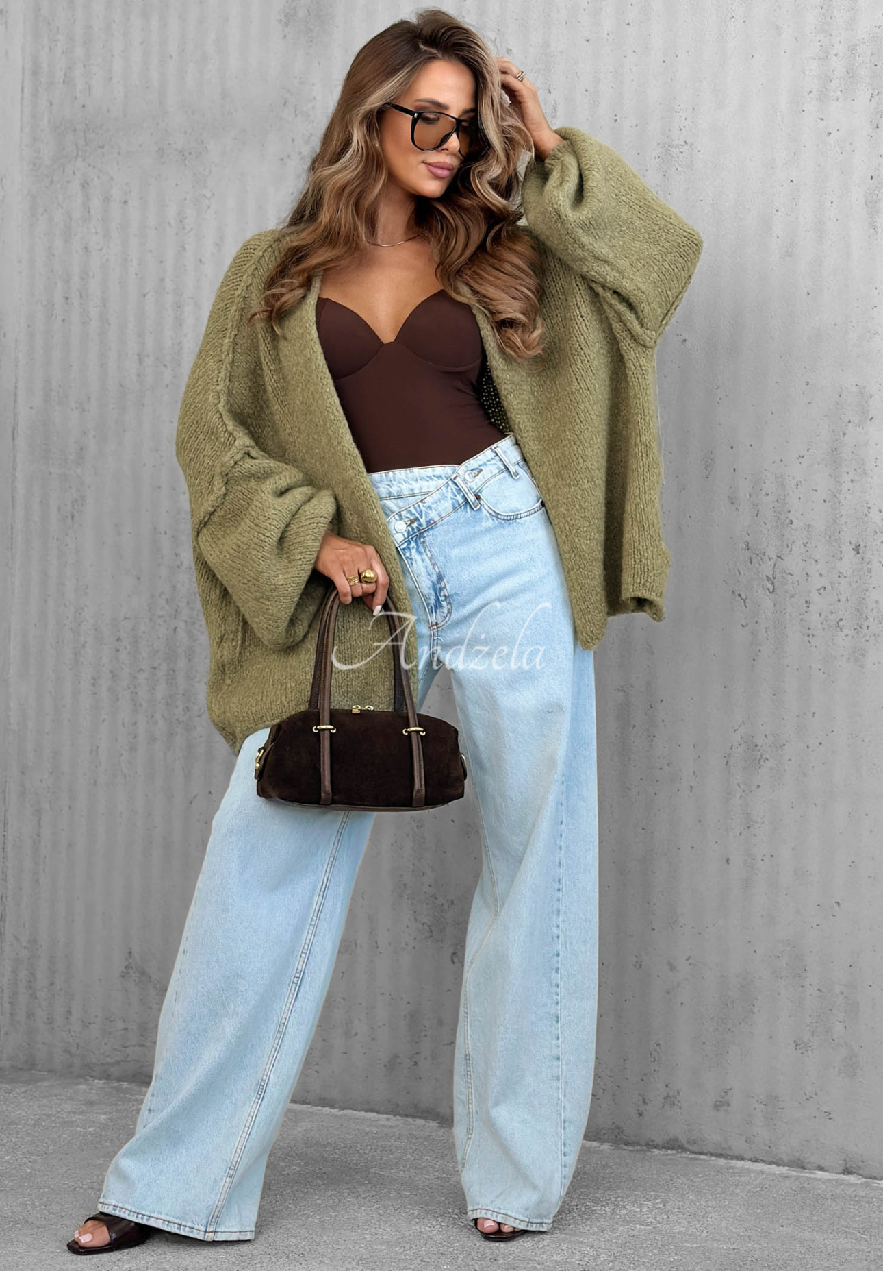 Oversize kardigan Be Gentle And Kind khaki