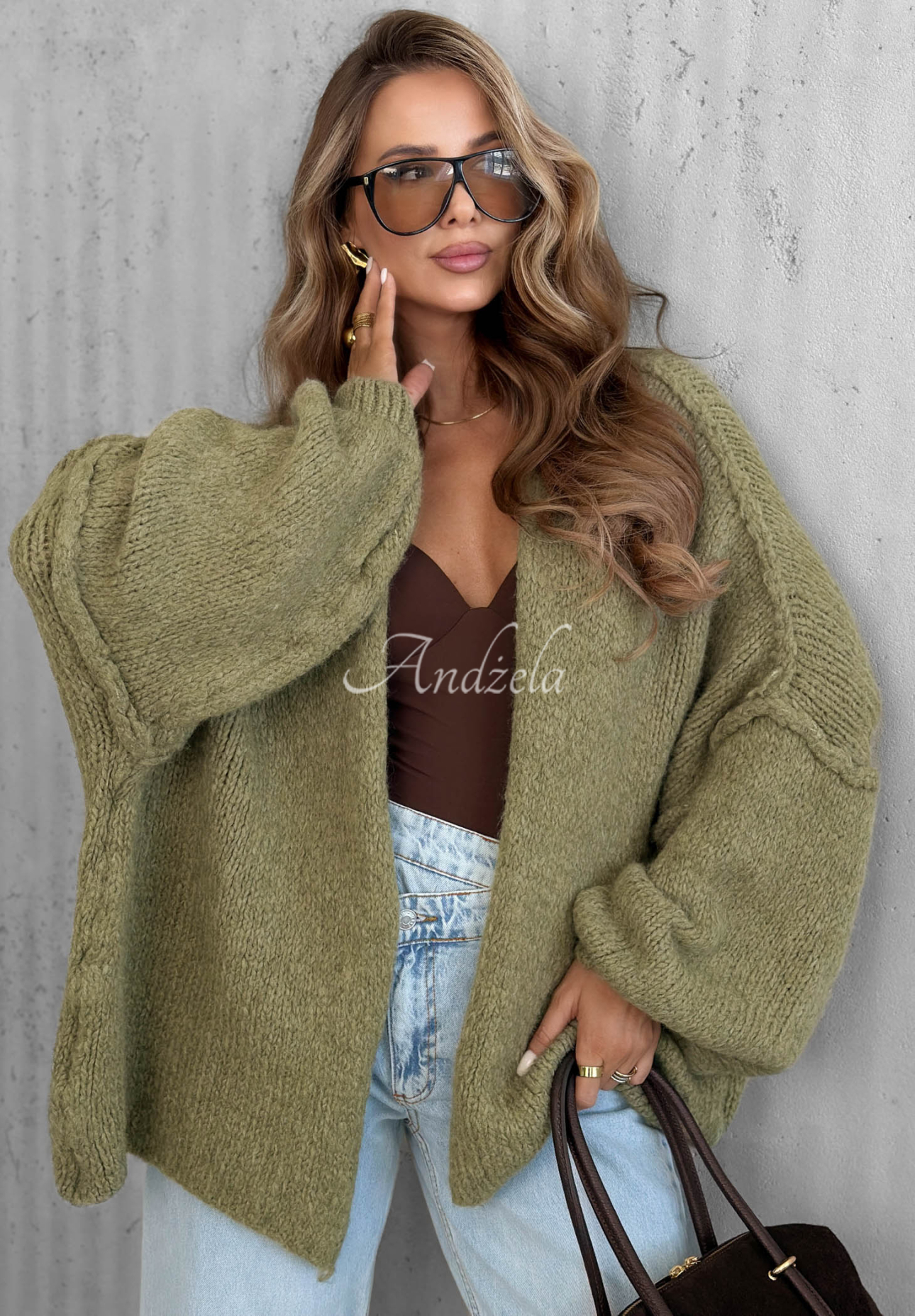 Oversize kardigan Be Gentle And Kind khaki