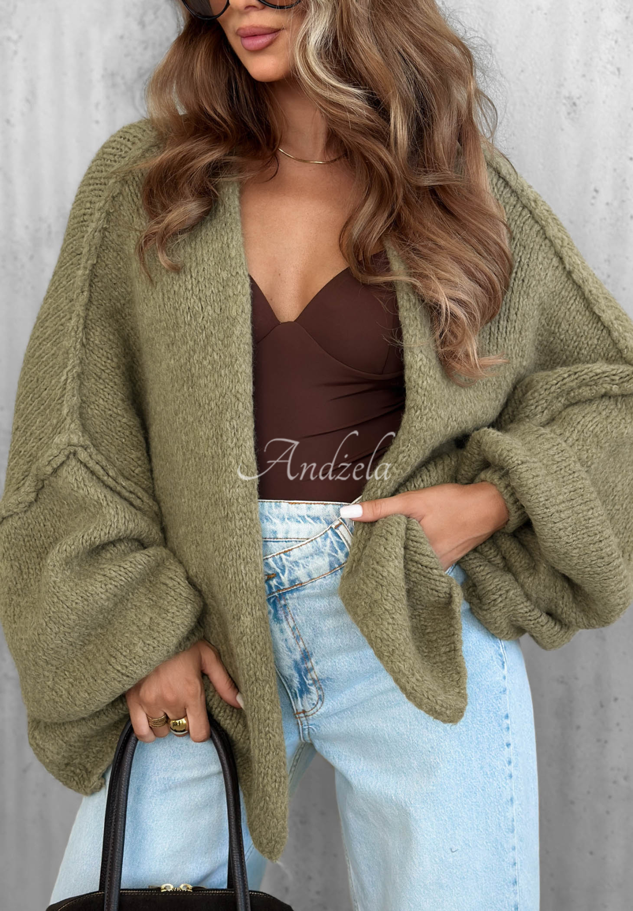 Oversize kardigan Be Gentle And Kind khaki