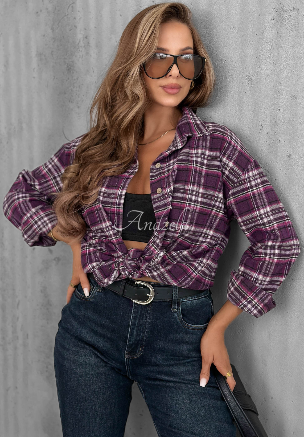 Džíny mom fit s páskem Something Better granátové