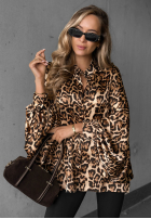 Košile oversize w panterkę Wild Allure velbloudí