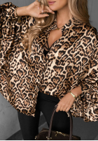 Košile oversize w panterkę Wild Allure velbloudí