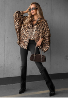 Košile oversize w panterkę Wild Allure velbloudí