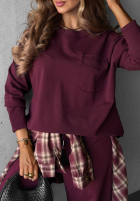 Halenka longsleeve z kieszenią Soft Mood vínová
