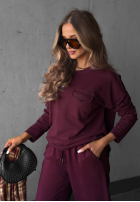 Halenka longsleeve z kieszenią Soft Mood vínová
