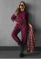 Halenka longsleeve z kieszenią Soft Mood vínová