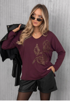 Halenka longsleeve z nadrukiem Golden Rossa vínová
