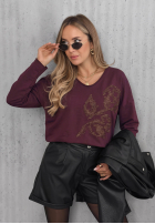 Halenka longsleeve z nadrukiem Golden Rossa vínová