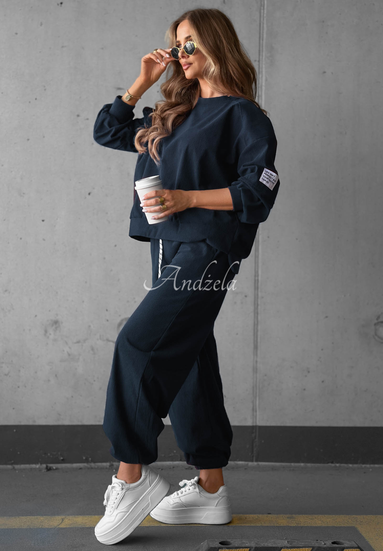 Manšestrová tepláková souprava z viskózy Endless Comfort granátový