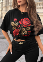Tričko z nadrukiem Pixi Rose Černé