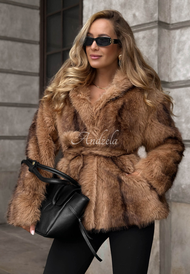 Kr&aacute;tk&yacute; kože&scaron;inov&yacute; kab&aacute;t s kapuc&iacute; October Story velbloud&iacute;